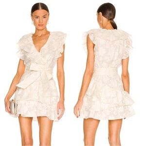 Veronica Beard Cream Ruffled Dress